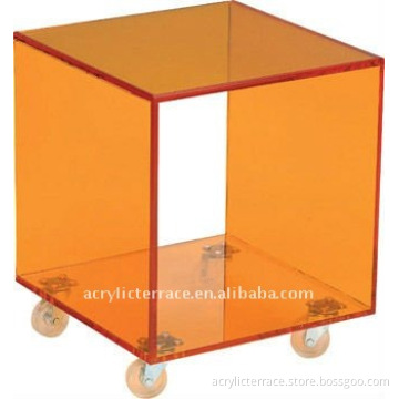 Frosted Acrylic cube rolling end table